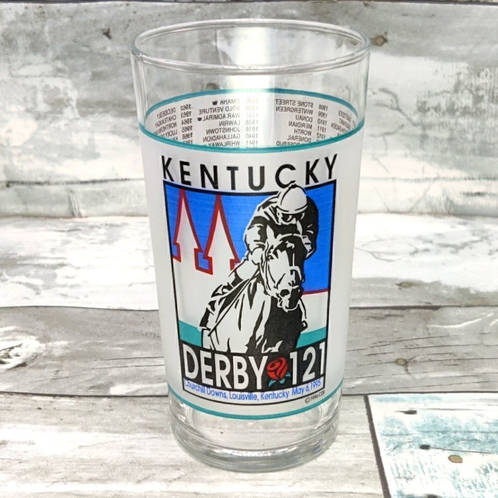 KENTUCKY Derby Horse Race Vintage 1995 Collectible Glass Tumbler Cup 121 90's